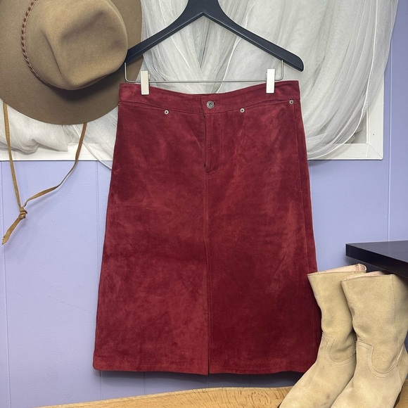 GAP Dresses & Skirts - GAP Rich Red A-Line Suede Skirt